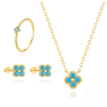 wholesale S925 Sterling Silver Petal Set With Zircon And Turquoise, A Minimalist European-style Accessory Collection-0-0