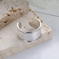wholesale S925 Sterling Silver Unisex Korean Japanese Style Wide Rolled Edge Open Ring with English Inscriptions, Punk Hip Hop Trendy-0-2