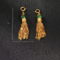 wholesale Gold-plated 925 silver inlaid with natural jadeite and jasper small silver accessory fittings, small pendants, bracelet clasps, and small tassels-0-5