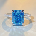 wholesale S925 Sterling Silver Ring for Women with High-Carbon Diamond, Ice-Cut Zircon, and Aquamarine for Cross-Border Live Streaming Wholesale-0-0