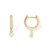 wholesale S925 Sterling Silver Opal Elegant Pearl Classic Ear Hoop Korean Style Advanced Four-prong Crystal Ear Clips-Gold-Opal 925 Silver