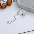 wholesale S925 Sterling Silver Korean-style Smile Tube Bead Road-Road-Tongue Four-Leaf Clover Smile Tassel Pendant Sweater Chain Necklace-0-0