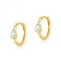 wholesale S925 Sterling Silver Gold Plated New Simple Geometric Blue Moon Earrings Sweet and Fresh-0-0