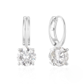 wholesale S925 Sterling Silver Super Sparkly Four-Prong Diamond Accent Versatile Hoop Earrings-0-6