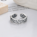 wholesale S925 Sterling Silver Openwork Floral Vintage Vine Branch Adjustable Ring for Women, Elegant and Exquisite Index Finger Ring-0-1