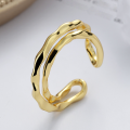 wholesale S925 Sterling Silver Irregular Double-Layer Twisted Folded Open Ring Korean Style Trendy Statement Ring for Women-0-1
