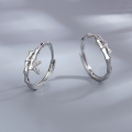 wholesale Sterling Silver S925 Bamboo Love Couple Rings, Men and Women's Pair with High-End Bamboo Leaf Design Open Adjustable Band Valentine's Day Gift-0-5