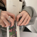 wholesale S925 Sterling Silver Korean Rice Bead Stringing Elastic Cord Design Women's Minimalist Niche Design Index Finger Ring-0-0