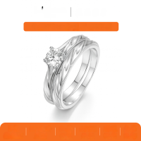 wholesale S925 Sterling Silver Moissanite Couple Rings with Engraved Patterns, Trendy Cross-Border Bestseller, Ready to Ship, Unique Design-Platinum 0.5 carat (with certificate)  5 US