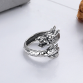 wholesale S925 Sterling Silver Ethnic Totem Mythical Beast Zodiac Dragon Design Adjustable Ring Bold Chinese Style Index Finger Ring-0-1