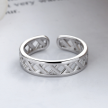 wholesale S925 Sterling Silver Irregular Cross-Cutout Open Adjustable Ring, Korean Style Minimalist Stackable Ring for Women-0-2