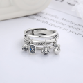 wholesale S925 Sterling Silver Cloud Tide Pavilion Ring for Women, Vintage Pendant with Tassel Lotus Design, Creative Ancient Chinese Style Adjustable Open Ring-0-1