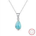 wholesale S925 Sterling Silver Natural Stone Turquoise Pendant Necklace for Women, Versatile High-End Minimalist Niche Jewelry-0-93
