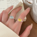 wholesale S925 Sterling Silver Adjustable Chalcedony Open Ring for Women, Korean Summer New Small-Breakthrough Style Versatile Elegant Ring-0-2