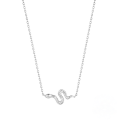 wholesale S925 Sterling Silver Ins-style Small Snake Pendant With Crystal Rhinestones And Pearl Drop Necklace-0-9