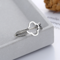wholesale S925 Sterling Silver Antique Korean Style Small Fresh Hollow Clover Cross Ring Holder Ins Style Open Ring-0-1