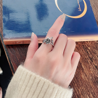 wholesale S925 Sterling Silver Retro Creative Ethnic Style 3D Bird Flower Adjustable Ring Vintage Design Ring-534J/approx. 2.8g Opening adjustable