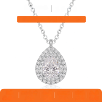 wholesale S925 Silver Three-Loop Teardrop Pendant Necklace with Prominent Main Stone, Hot-Selling Collarbone Chain for Independent Websites-Platinum 1.25 carats (with certificate)  925 silver