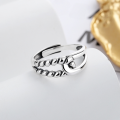 wholesale S925 Sterling Silver Korean-style Trendy Geometric Spiral Pattern Hollow Double-layer Irregular Hip-hop Open Ring-0-1