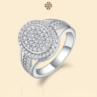 wholesale 925 Sterling Silver Fashionable Light Luxury High-End Sense Ring, Does Not Fade, Lady-like Temperament Ins Style Moissanite Ring for Women, Small and Niche-Moissanite 78+12 pieces US 6#