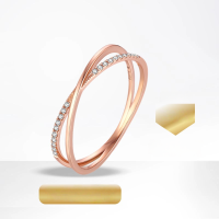 wholesale 18K Rose Gold and 18K Gold X-Shaped Lab-Grown Diamond Ring with Interwoven Premium Sensibility-18K Gold Cultured Diamond Ring (Rose Gold)  Hong Kong Code No. 18