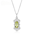 wholesale S925 Sterling Silver Japanese-style New Antique Picture Frame Synthetic Lemon Stone Pendant Fashion Elegant Necklace Wholesale-0-0