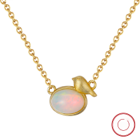 wholesale S925 Sterling Silver 14K Gold Plated Textured Bird Pendant with Natural Opal Stone, Direct Factory Wholesale-14K gold 925 silver