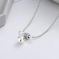 wholesale S925 Sterling Silver Knot with a Responsive Ball Necklace, Minimalist Niche Design, Exquisite and Versatile Collarbone Chain-0-1