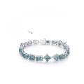 wholesale 925 Silver Cross-Border New 1 Carat Fancy Shape Colored Moissanite Princess Square Heart Emerald Oval Blue Green Bracelet-0-5
