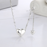 wholesale S925 Sterling Silver Korean-style 3D Heart Fluttering Fringe Minimalist Design Sweet Collarbone Necklace-YL415/approx. 6.9g>925 silver
