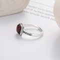 wholesale S925 Sterling Silver Wheat Grain Pattern South Red Agate Ring Retro Blood Amber Adjustable Index Finger Ring Live Stream Supply-0-4