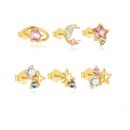 wholesale 925 Sterling Silver New Starry Sky Colorful Zircon Stud Earrings Set,ins。-0-0