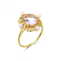 wholesale 18K gold diamond-encrusted ring with Japanese-inspired luxury and natural lavender crystal pearl hand accessory, new retro-style jewelry-18K Lavender Pendant>No. 12