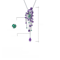 wholesale S925 Silver Designer Natural Amethyst Necklace, Starry Sky Sparkle High-End Sense Jewelry Brooch Pendant-Natural amethyst pendant (with silver chain)