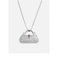wholesale S925 silver with diamond zirconia creative and unique small chic style bag pendant women Korean version fashionable elegant necklace accessory-001448-Single Pendant-Without Chain 925 Silver
