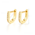 wholesale S925 Sterling Silver Earrings, Minimalist High-End Diamond-Accented U-Shaped Geometric Hoop Earrings European and American Ear Clasps-0-5