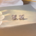 wholesale S925 Sterling Silver Fashion Four-Leaf Flower Stud Earrings for Women, Small and Minimalist Design, Luxury High-End Zircon Earrings-0-0