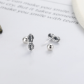 wholesale S925 Sterling Silver Vintage Antique Tibetan Vajra Bodhi Ritual Artifact Stud Earrings Creative Fashion Versatile Earrings-0-1