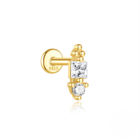 wholesale S925 Sterling Silver Geometric Zirconia Opal Marquise Stud Earrings With Threaded Flat Back-Single gold #9