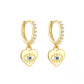 wholesale 925 Sterling Silver Zircon-studded Hoop Earrings With Evil Eye And Heart Charms, Popular In Europe And America, Ins Minimalist Style-0-4