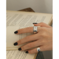 wholesale S925 Sterling Silver Vintage Retro Distressed Five-Point Star Open Adjustable Ring for Women-0-2