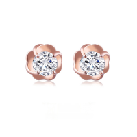 wholesale 925 Sterling Silver Moissanite Stud Earrings Minimalist Niche Exquisite Earrings High-End Versatile Christmas Ear Wholesale for Women-Rose gold 925 silver