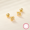 wholesale S925 Sterling Silver Eight-Pointed Star Screw Ear Studs, Exquisite and Compact, Unique and Trendy, Niche Design, Versatile Earrings-0-3