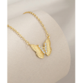 wholesale 925 Sterling Silver Agile Butterfly Diamond-Inlaid Necklace for Women, Fashionable and Lightly Luxurious, Ins Niche Design, Minimalist Style Collarbone Chain-0-2