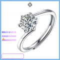 wholesale S925 Silver Genuine D Color Moissanite Ring, 1 Carat, Engagement Wedding Proposal Couple Women's Ring, Colorfast-0-1