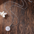 wholesale S925 Sterling Silver Guochao Chalcedony Auspicious Peace Pendant Necklace Women's Courtly Style Auspicious New Chinese Collarbone Chain Wholesale-0-2