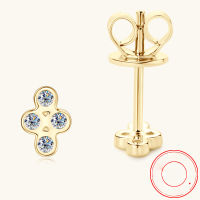 wholesale S925 Sterling Silver Fashionable Exquisite High-end Moissanite Stud Earrings for Women, Cross-border Trendy Niche Design Wholesale-White 0.04 carat +0.04 carat