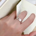 wholesale S925 Sterling Silver Openwork Cross Adjustable Ring Unisex Korean Matte Silver Vintage Minimalist Band-0-3