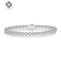 wholesale 925 Silver Cross-Border Fashion Trendy Bracelet for Women, High-End Sense, European and American Light Luxury, Live Broadcast Hot-Selling Moissanite Bracelet Bangle-Moissanite 2.5m