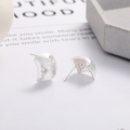 wholesale S925 Sterling Silver Star and Moon Frosted Stud Earrings for Healing Piercings, Niche Luxury Earrings Factory Direct-0-3